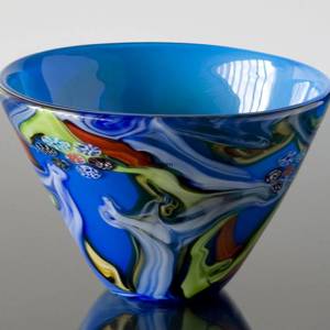 Large Blue Glass Bowl, Hand Blown Glass Art, | No. 4211 | DPH Trading