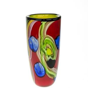 Red Glass Vase, 25cm, Glass Art, Hand Blown, | No. 4220 | DPH Trading