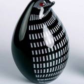 Glass Penguin, Black and White Glass Art, Hand Blown, 