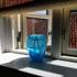 Glass Flowerpot, or vase, Blue with White contrast, Hand Blown Glass Art, | No. 4441 | DPH Trading
