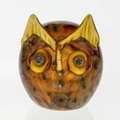 Student Owl, Symbol of Wisdom, Glass Sculpture, Yellow Colours, 13cm, Hand ...