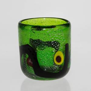 Green Tealight Candle Holder/cup/vase, 8x10cm, Hand Blown Glass, | No. 4505 | DPH Trading