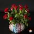 Round Glass Vase, Opal with decoration 22x17cm, Hand Blown Glass, | No. 4510 | DPH Trading