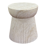 Bonn Side Table in Fiber Clay with Ribbed Design, Natural, 37x43 cm