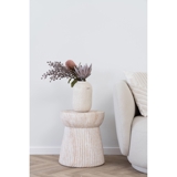 Bonn Side Table in Fiber Clay with Ribbed Design, Natural, 37x43 cm