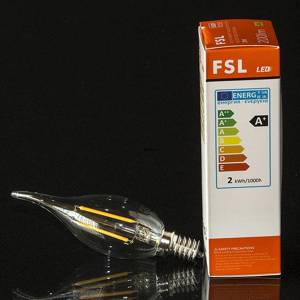 Flame bulb, wind gust E14 2 W 200 lm (equivalent to 17 watts) Warm White Light 2700K | No. 810 | Alt. BT35FC | DPH Trading