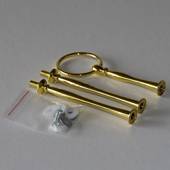 Fittings for cake stand, golden, Round handle, curved pipes, 3 layer
