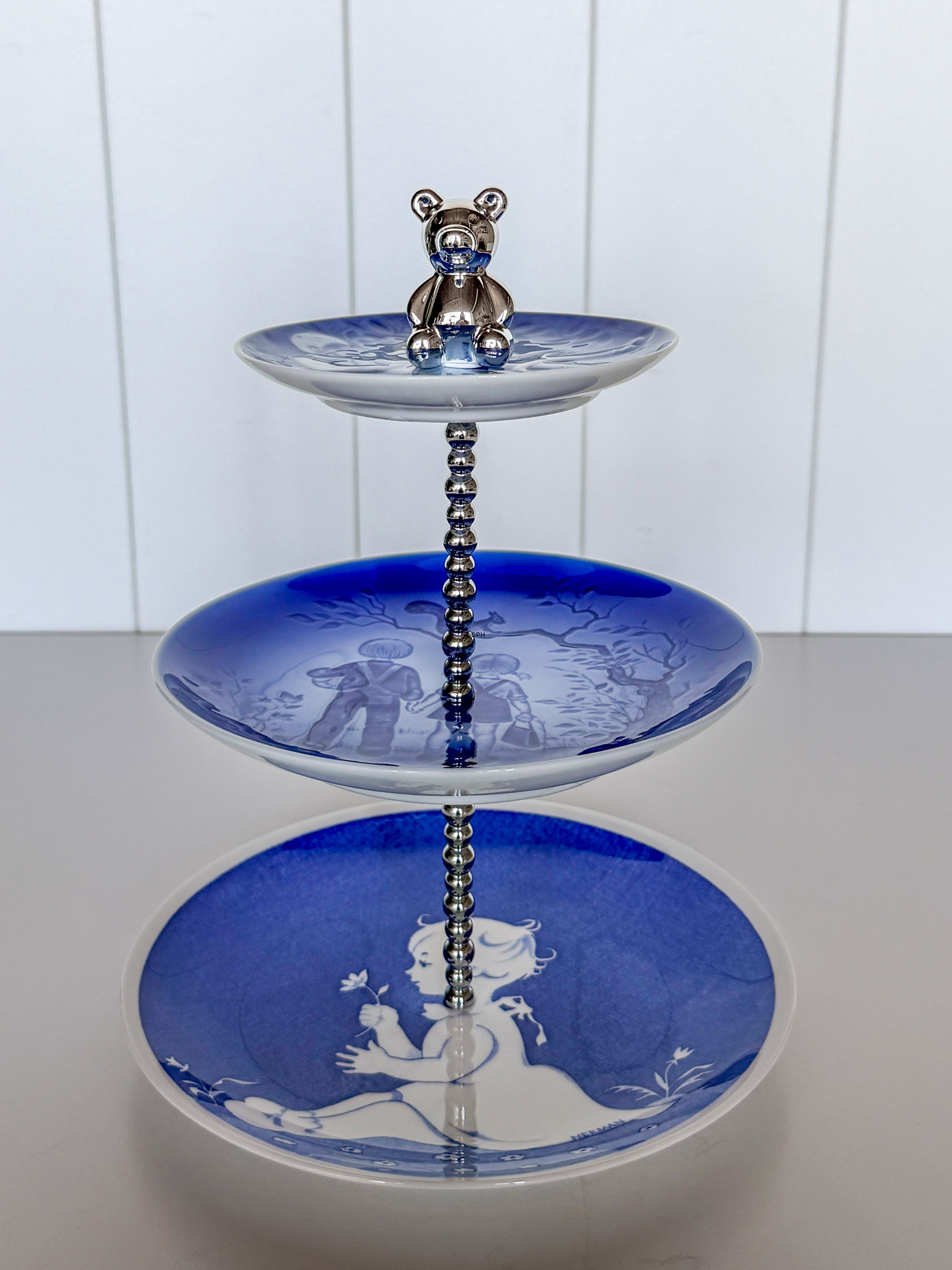 Fittings for cake stand, silver finish, Bear Handle, 2-3 layer