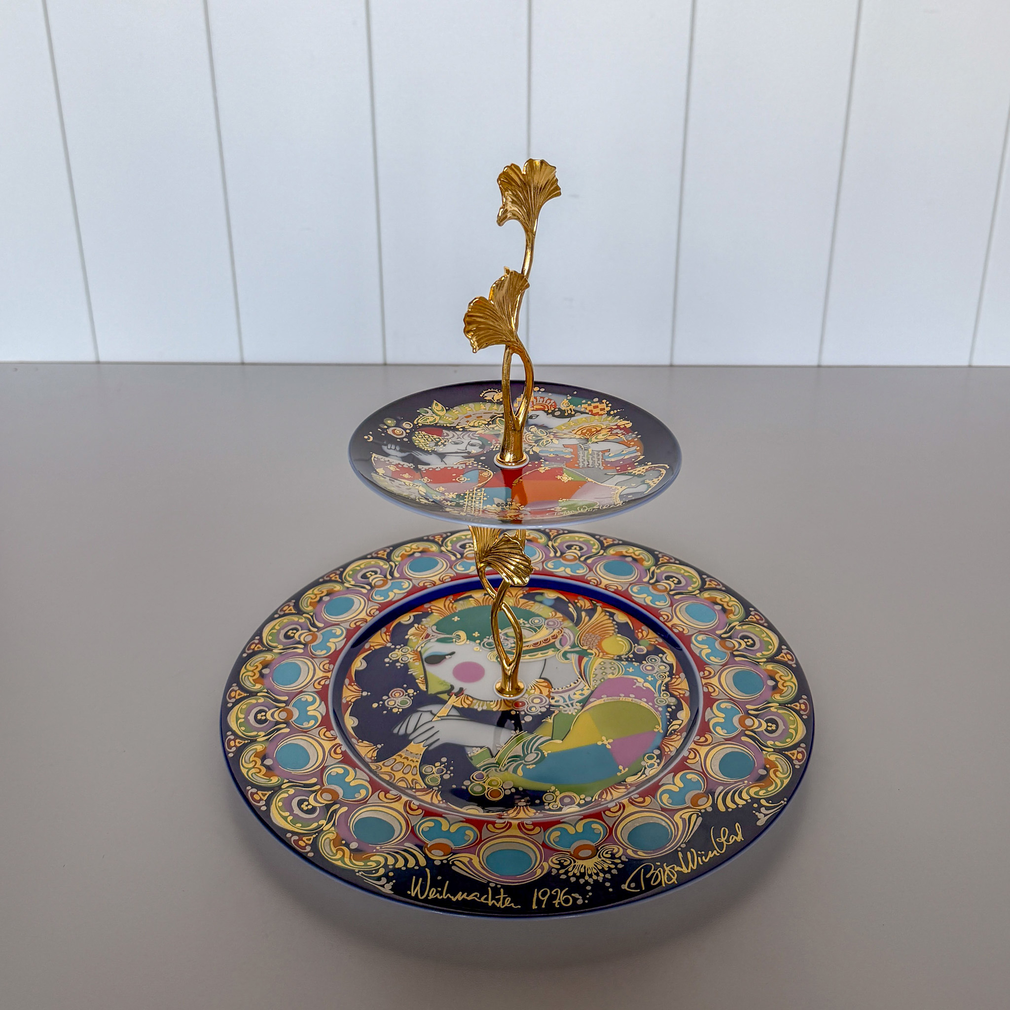 Fittings for cake stand, golden, Ginkgo leaf Handle, 2-3 layer