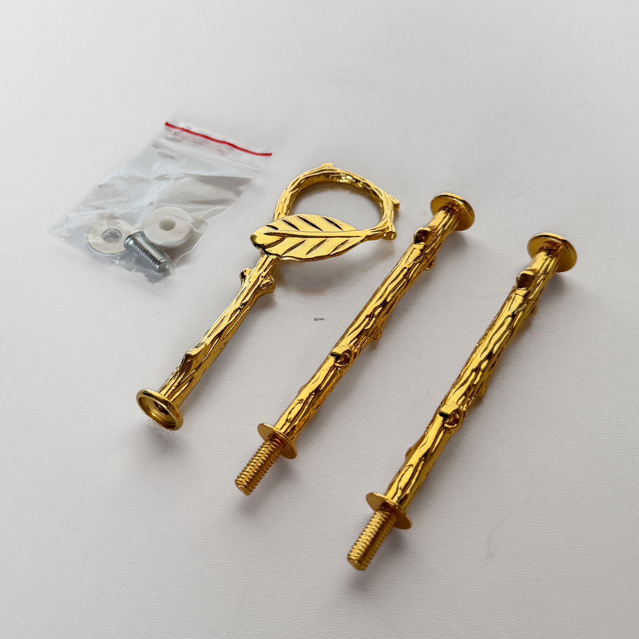 Fittings for cake stand, golden, Round Beech leaf Handle, 2-3 layer