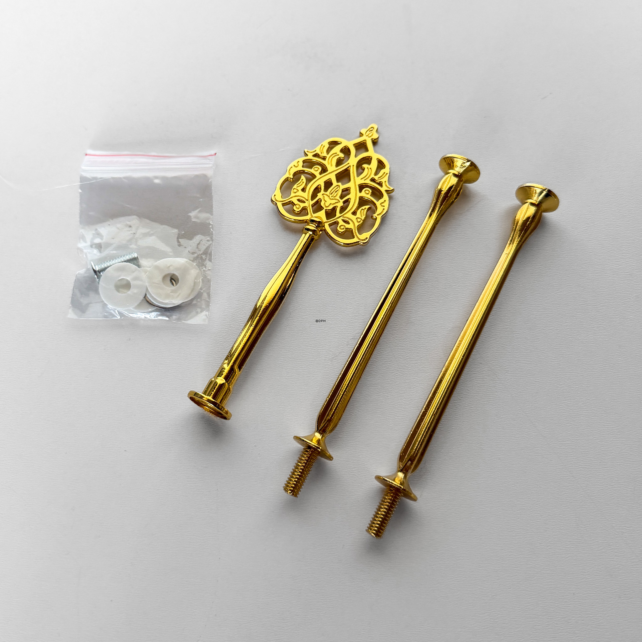 Fittings for cake stand, golden, Solid Flower Handle, 2-3 layer