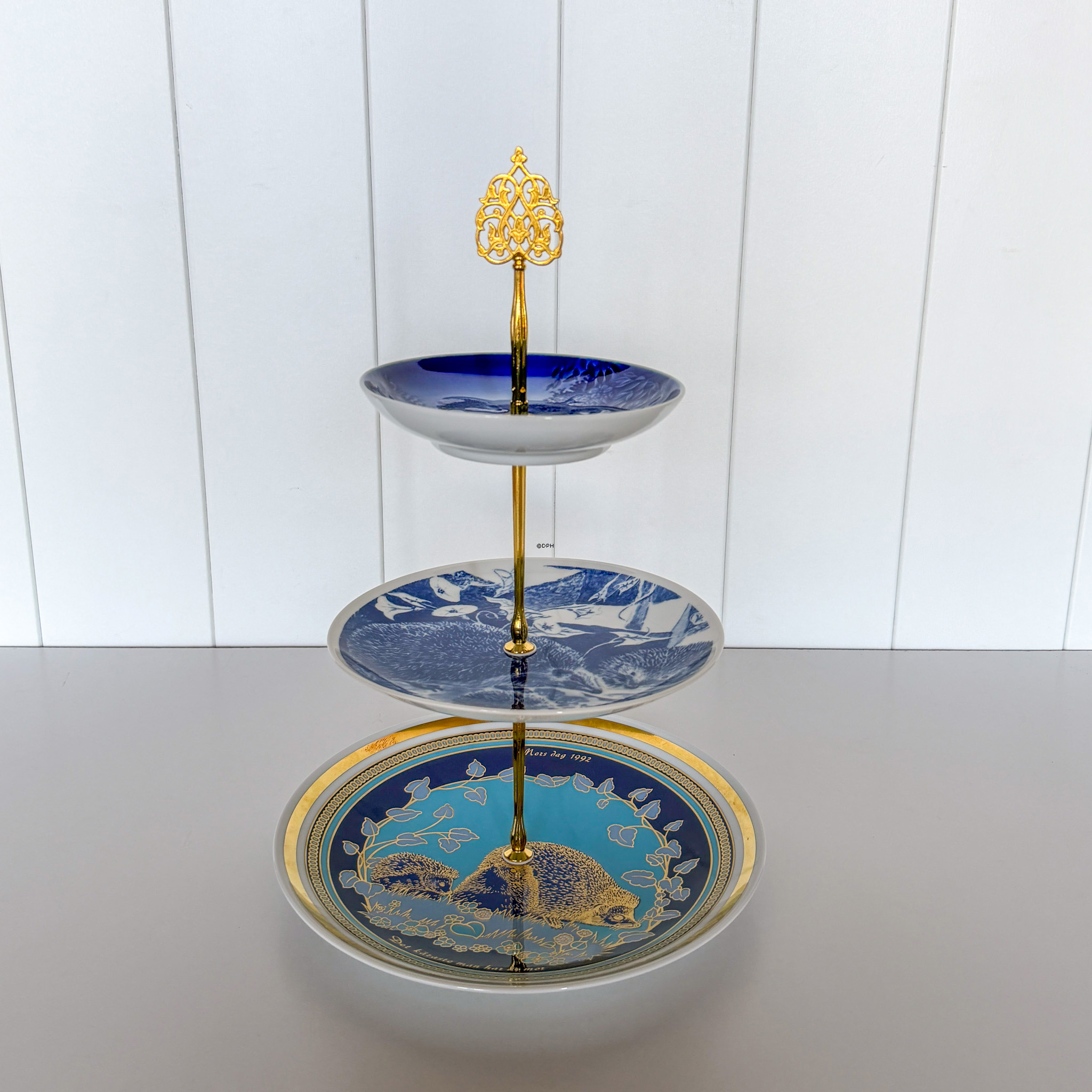 Fittings for cake stand, golden, Solid Flower Handle, 2-3 layer