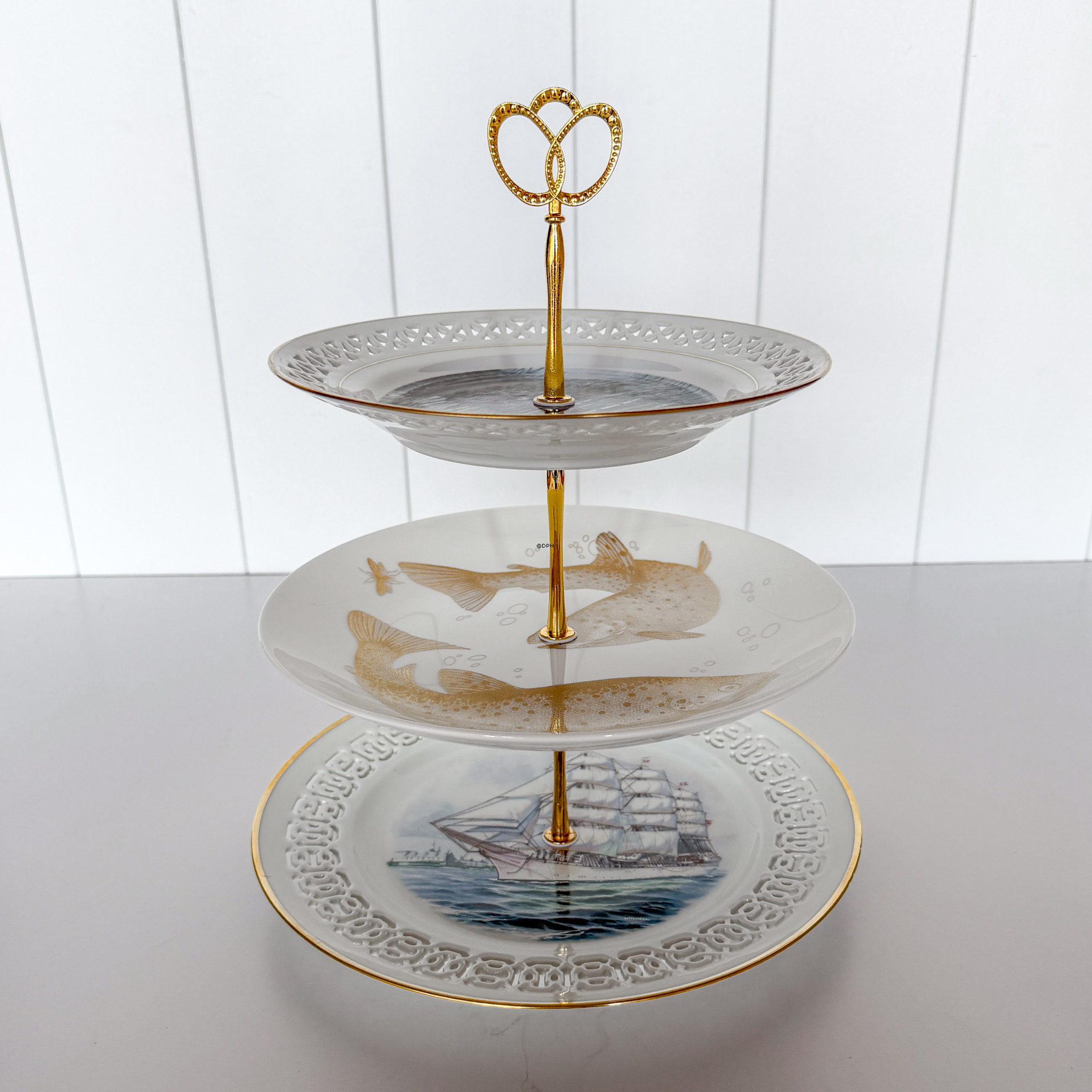 Fittings for cake stand, golden, Crown Handle, 2-3 layer