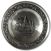 1981 Astri Holthe Norwegian Pewter Christmas plate, Christmas in Lapland