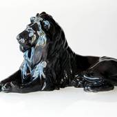 Black Lion (UNICA) lying majesticly with head high, Bing & Grondahl figurin...