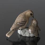 Sparrow feeding its young, Bing & Grondahl bird figurine No. 1869