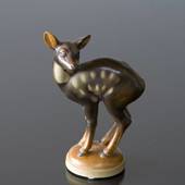 Deer standing looking shocked, Bing & grondahl stoneware figurine No. 1929