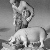 Farmer with pig, Bing & Grondahl figurine