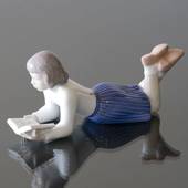 Merete, Girl lying and reading her book, Bing & Grondahl figurine
