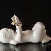 Sea girl lying down gold decorated, Bing & Grondahl figurine no. 1002475 / ...
