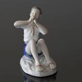 Fluteplayer, sitting boy learning the notes, Bing & Grondahl figurine No. 2...