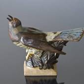 Nightingale singing its song on high note, Bing & Grondahl stoneware figuri...