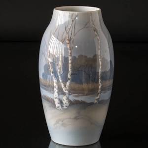 Vase with Landscape with birch trees, Bing & Grondahl No. 8322-243 | No. B8322-243 | Alt. B545-5243 | DPH Trading