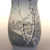 Vase with scenery with birch trees, Bing & Grondahl