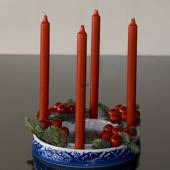 Advent Candleholder blue/white with Christian hawthorn decoration, Bing & G...