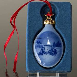 2014 Bing & Grondahl X-mas Ornament, Christmas Drop, Sledge ride in the snow | Year 2014 | No. BJD2014 | Alt. 1414705 | DPH Trading