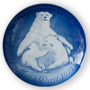 Polar Bear with Cubs 1974, Bing & Grondahl Mothers Day plate | Year 1974 | No. BM1974 | Alt. 1902674 | DPH Trading