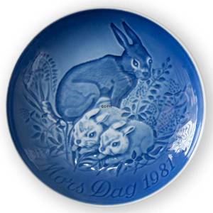 Hare with Leverets 1981, Bing & Grondahl Mothers Day plate | Year 1981 | No. BM1981 | Alt. 1902681 | DPH Trading