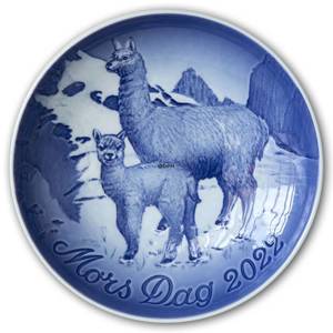 Alpaca with young one 2022, Bing & Grondahl Mothers Day plate | Year 2022 | No. BM2022 | Alt. 1062302 | DPH Trading
