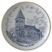 Stovring Church plate, drawing in blue, Bing & Grondahl