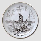 The Little Mermaid plate, drawing in brown, Bing & Grondahl 