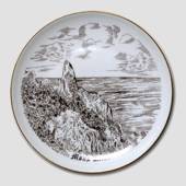 Bing & Grondahl plate, Moens Klint, drawing in brown