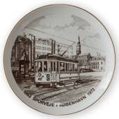 Bing & Grondahl Copenhagen Tramways-plate, Tram, drawing in brown, 1863-197...