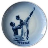 Swedish Stamp plate with Ballet dancers, Sweden, drawing in blue, Bing & Gr...