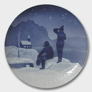 Eskimos at a Church
 in Greenland 1928, Bing & Grondahl Christmas plate | Year 1928 | No. BX1928 | Alt. 1902128 | DPH Trading