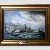 "The Frigate Jutland", porcelain painting, Bing & Grondahl