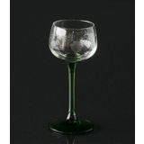Romer white wine glass with green stem