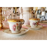 Altwasser Silesia Set of Two Flowery Cups with Golden Edge