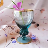 Holmegaard Gisselfeld white wine glass, green with gold rim