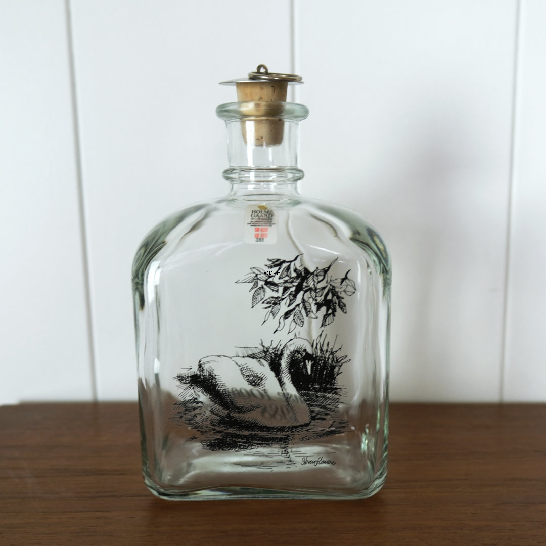 Holmegaard carafe with Swan, made for the 1000-year anniversary of Odense in 1988.