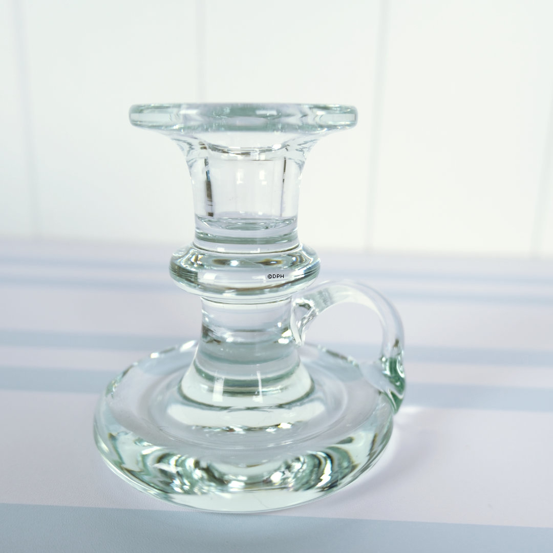 Holmegaard chamber candlestick, glass candle holder, height 10.5 cm.