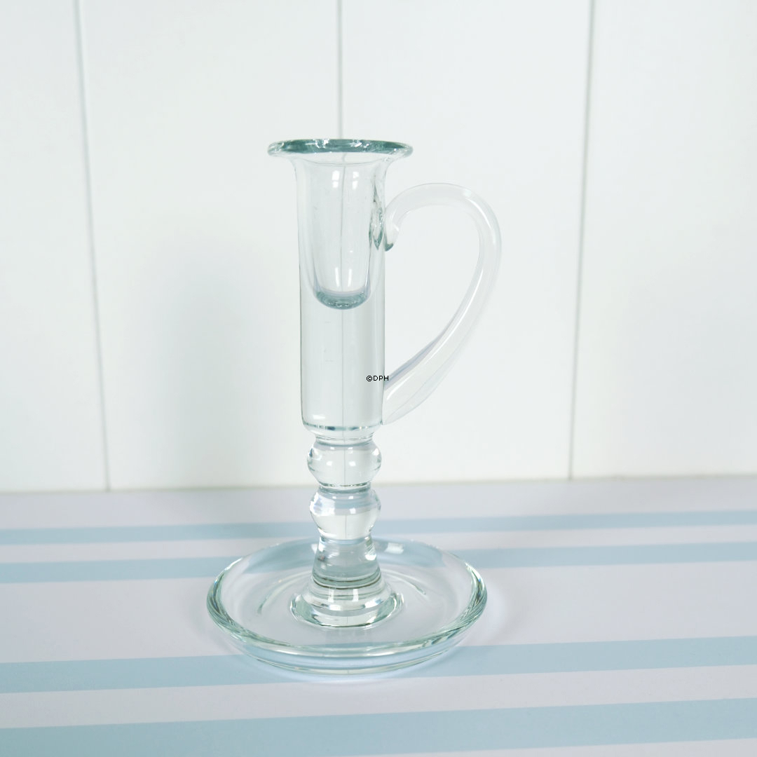 Holmegaard chamber candlestick, glass candle holder, height 17 cm.