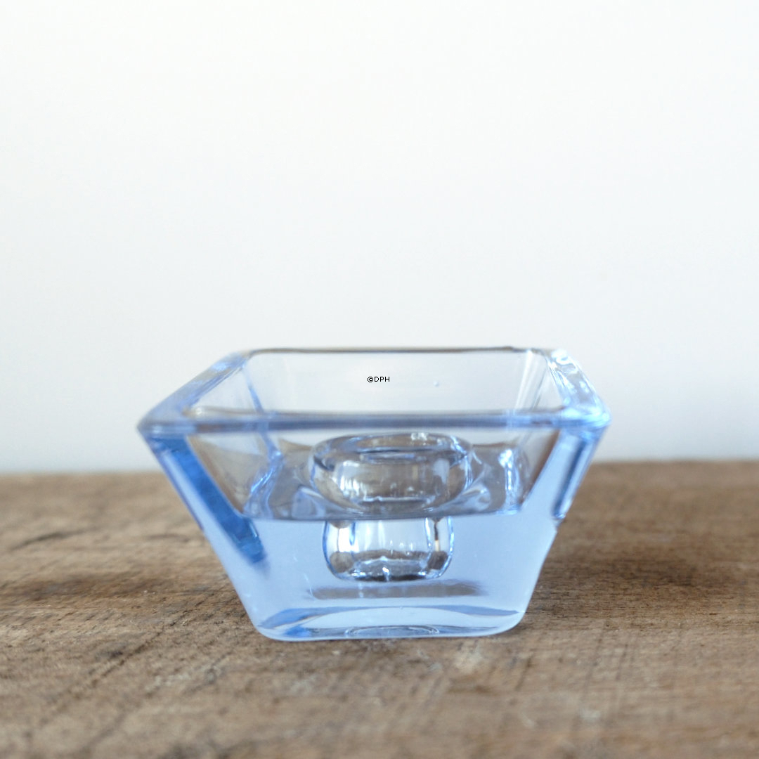 Holmegaard/Kastrup low square candlestick in sea-blue, for taper candles