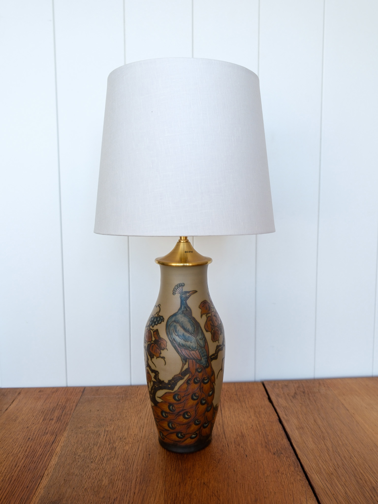Round cylindrical lampshade height 21 cm, off white linen fabric