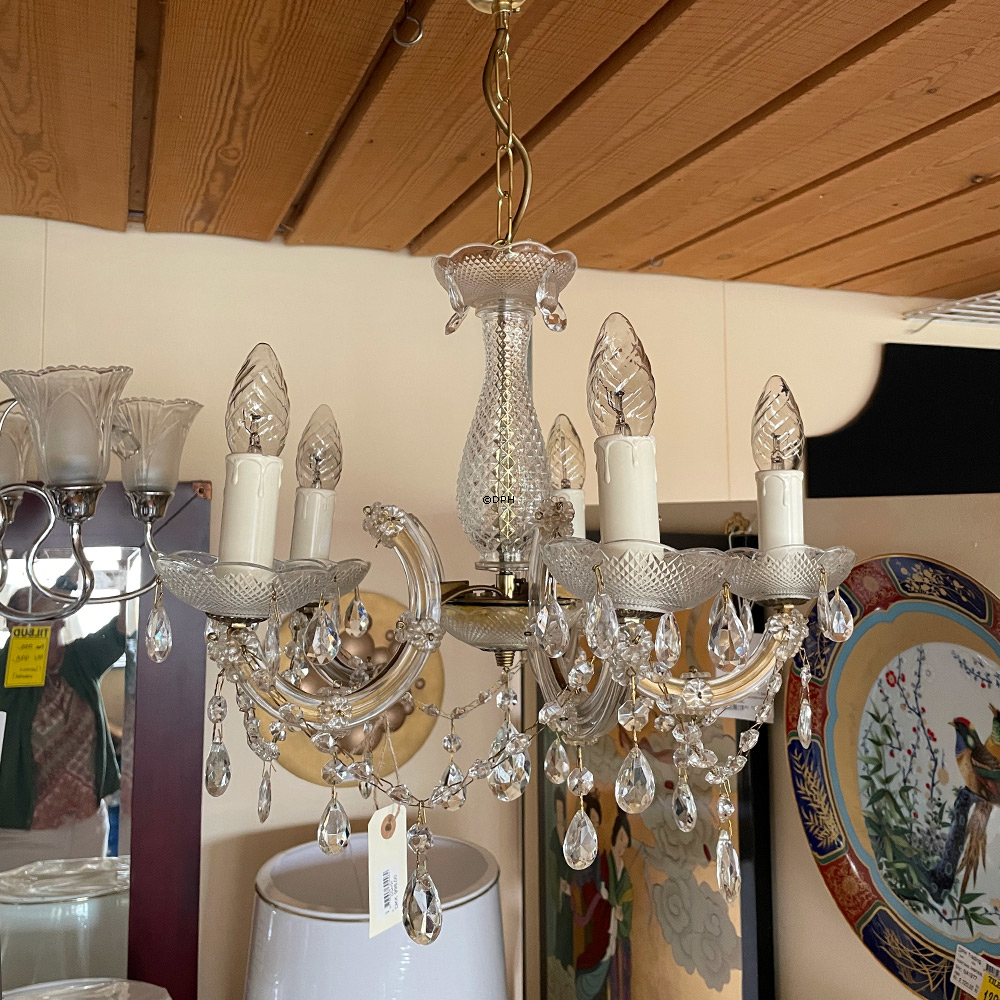 Vintage Chandelier with Crystals 5-arms