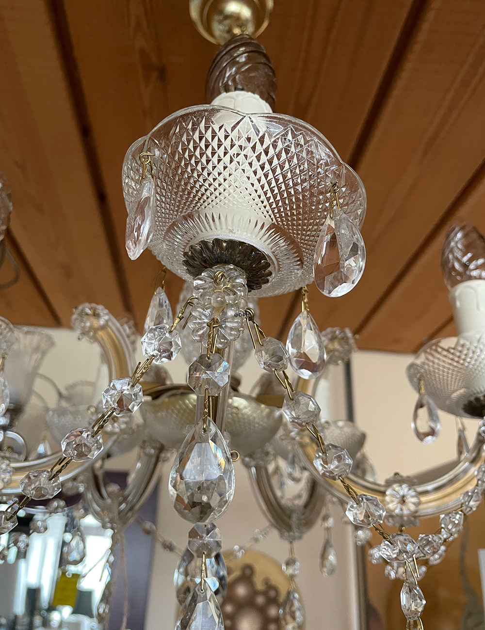 Vintage Chandelier with Crystals 5-arms